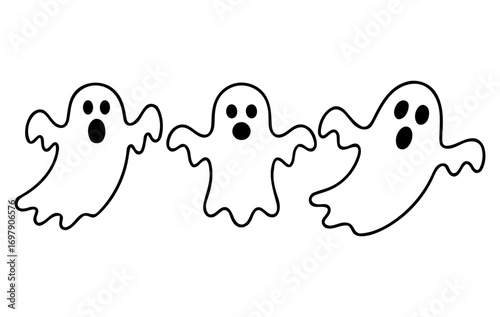 spooky cartoon ghosts with open mouths. spooky vector