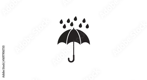 A simple black umbrella protects against the rain, a classic autumn weather symbol