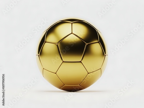Golden Soccer Ball Isolated on White Background Representing Success and Achievement in Sports and Competitions with Shiny Texture