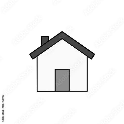 An illustrated vector icon of a house, a real estate symbol for business and property sale