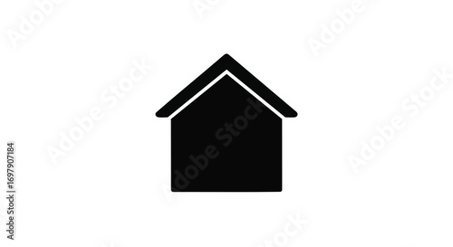 White background featuring a small wooden house icon, a concept for real estate and construction