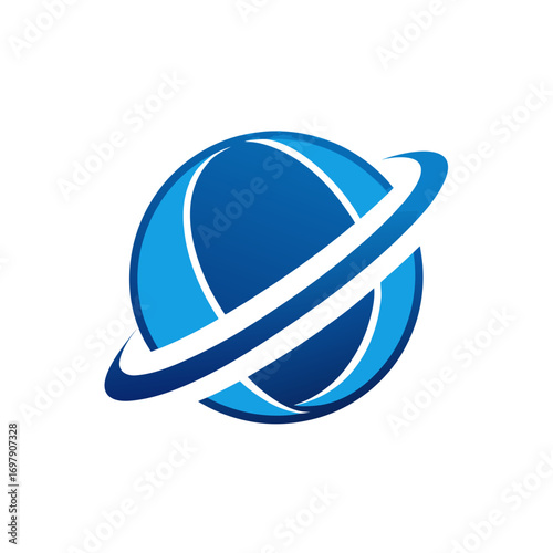 3d globe with swoosh rings wrapping around  busine