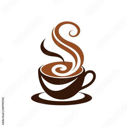 coffee cup vector with swirling steam and artistic