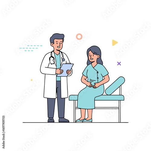 Doctor consulting pregnant woman at checkup