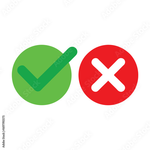 Green checkmark and red cross icons on white background