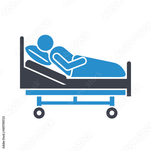 Vector art of patient lying in hospital bed icon