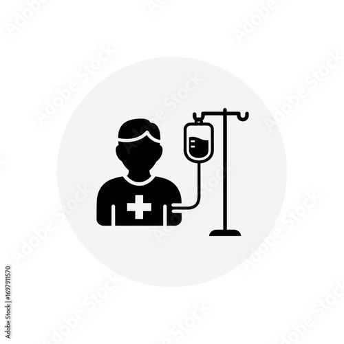 Vector art of patient receiving intravenous drip treatment