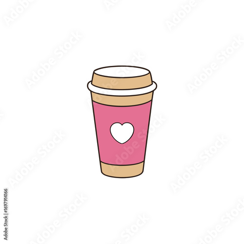 Pink coffee cup with heart shaped design
