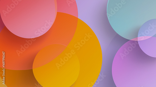 Colorful Circles Overlap Design Pastel Palette Background Abstract Backdrop Layered Presentation
