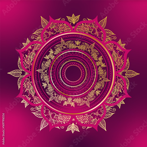 Golden Leafy Mandala Design