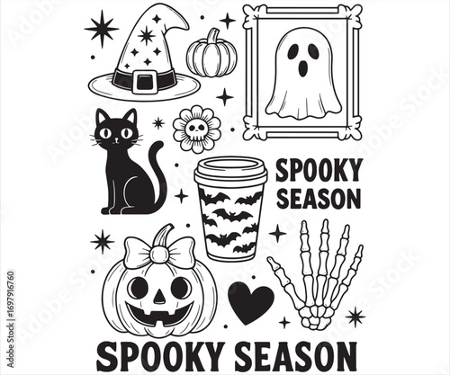 Spooky Season Halloween Elements Illustration Set