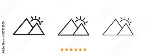 Mountain icon. Thin line icon vector