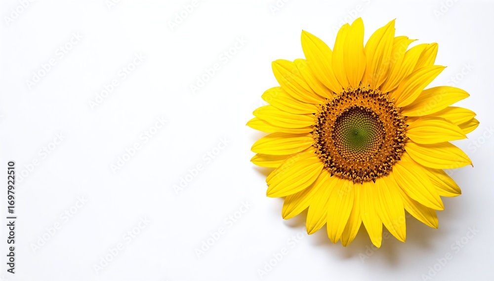 Obraz premium A vibrant yellow flower with delicate petals and a rich green stem stands out against a clean white background, creating a fresh and cheerful contrast.