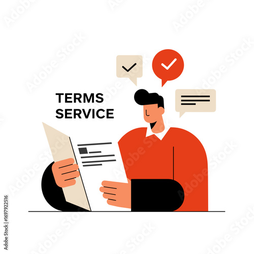 Man reading terms of service document while reviewing options  