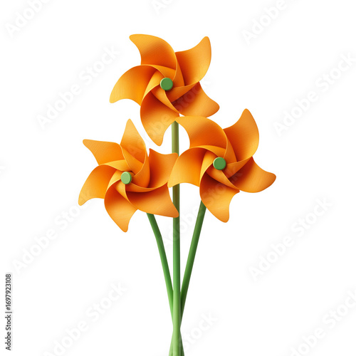 Wallpaper Mural Colorful orange pinwheel decorations stand tall against a white background in a playful display of whimsy. PNG image, transparent background Torontodigital.ca