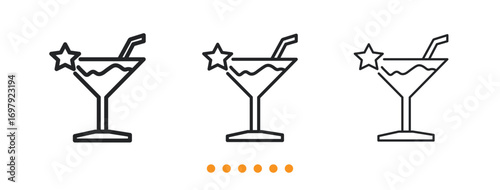 Cocktail icon. Thin line icon vector