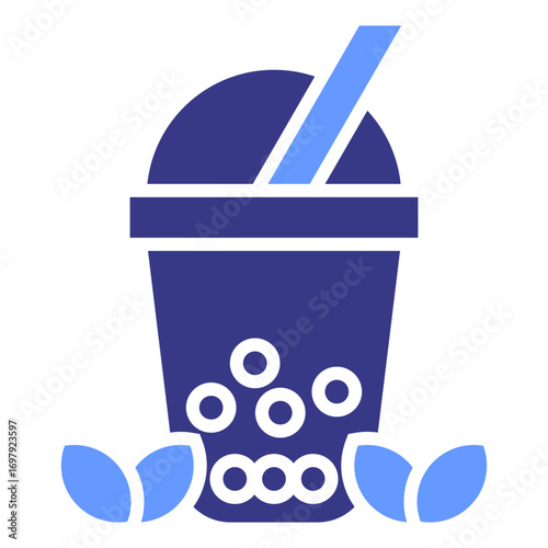 Bubble Tea flat blue icon