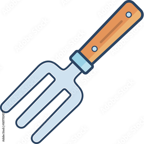 Vector icon of a garden fork hand tool scalable illustration for gardening and agriculture projects
