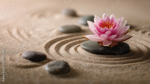 zen stones and flower