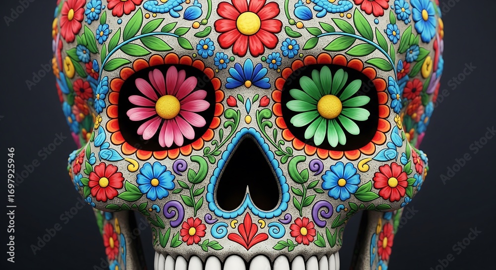 Naklejka premium A Colorful Day of the Dead Sugar Skull