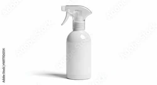 Simple white spray bottle with a clear trigger mechanism for household cleaning and personal care product applications