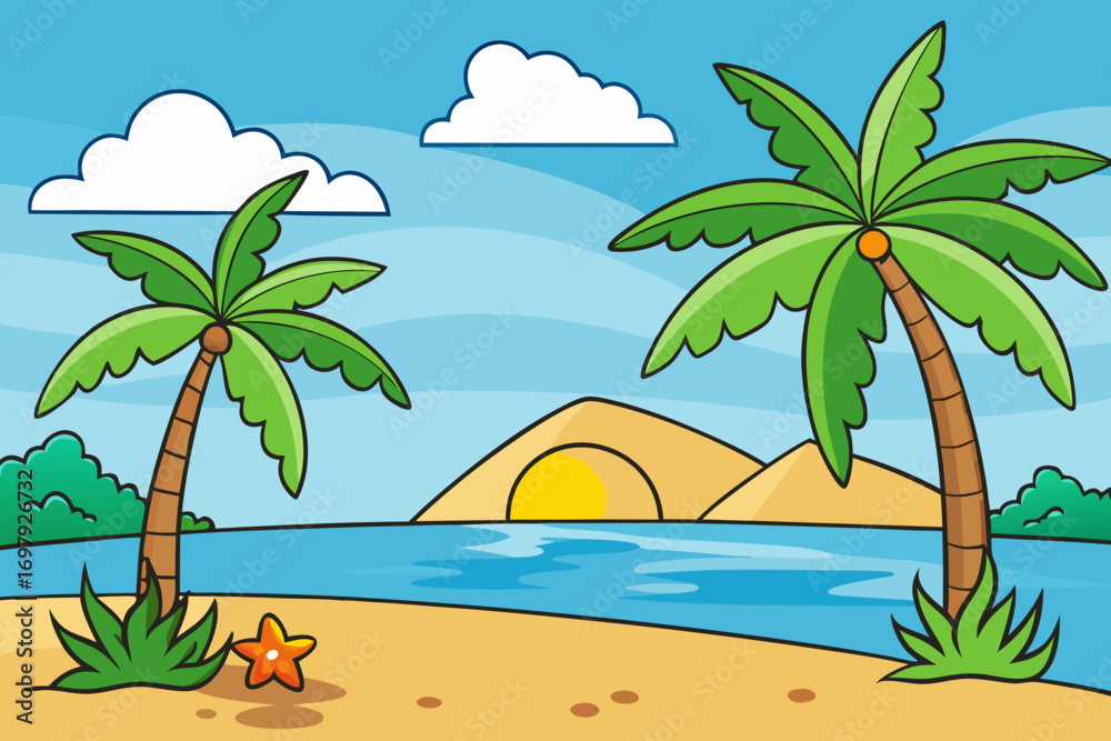 Obraz premium tropical island with palm trees