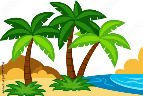 tropical island with palm trees