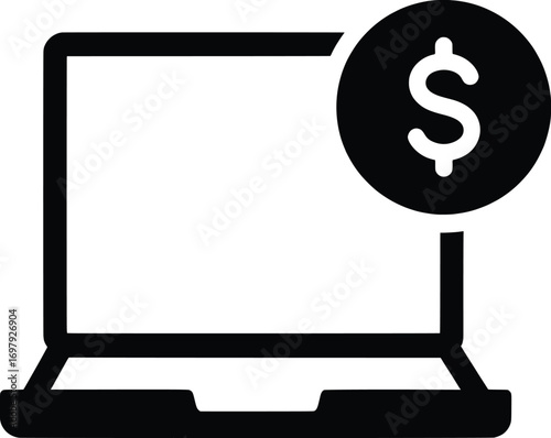 Dynamic Business Startup Vector Concept of a Laptop with Dollar Sign in a Modern Office Environment for Financial Growth and Innovation