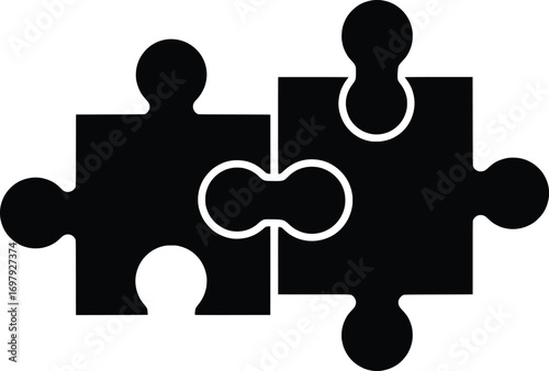 Action of Connecting Puzzle Pieces, Business Collaboration, Creative Startup Environment, Vector Illustration, Modern Design, Innovative Concept