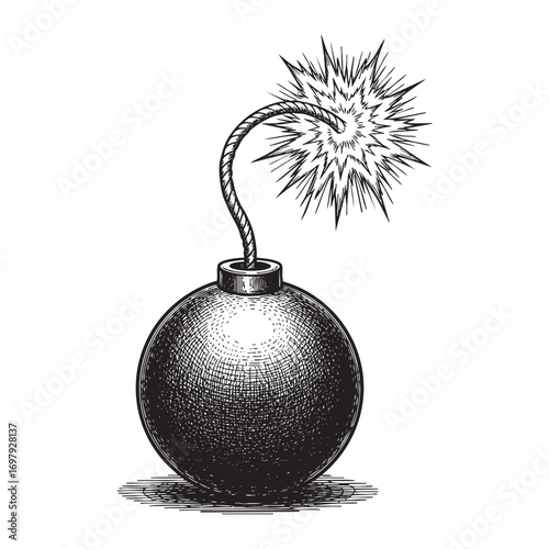 round bomb with a lit fuse