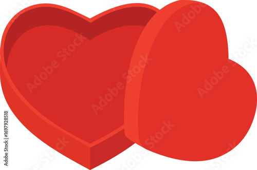 Open Red Heart Gift Box for Valentine's Day or Special Occasions
