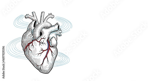 Anatomical human heart illustration artistic representation of cardiovascular system and vital organ function