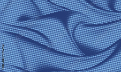 Smooth blue silk background, Elegant satin fabric dotted halftone texture.