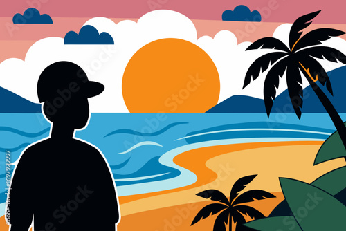 tropical beach with palm trees