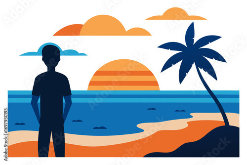 tropical beach with palm trees