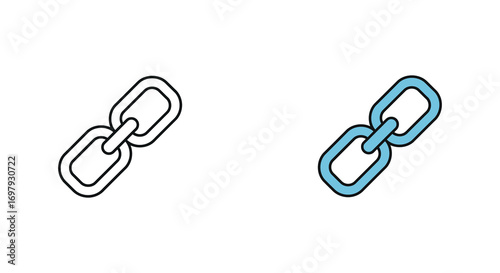 two chain links side by side one black one blue