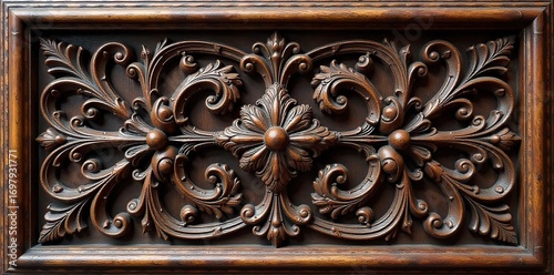 Intricate Victorian fretwork detail on a wooden architectural element Shows ornate patterns and craftsmanship, ideal for design, history, and architecture projects , dark, ornate, fretwork