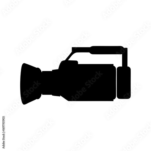 Silhouette of a professional camcorder ready to record video footage easily