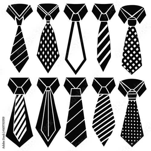 Collection of stylish black and white neckties for men