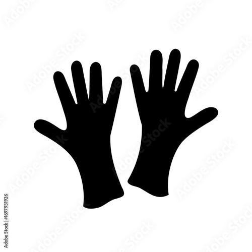 Black silhouette of two gloves for hand protection on a white background