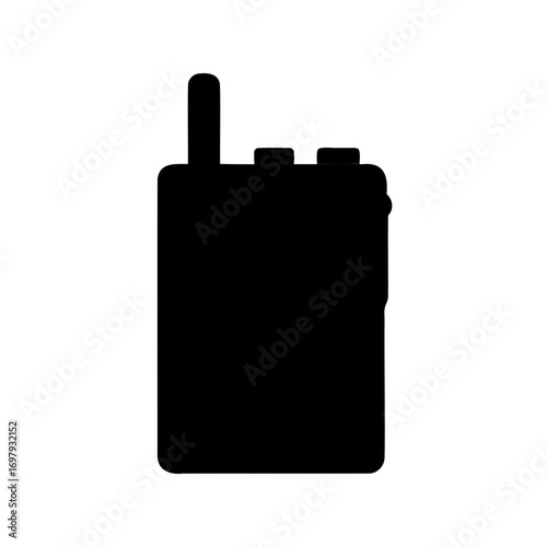 Simple black silhouette of a portable two way radio transceiver device