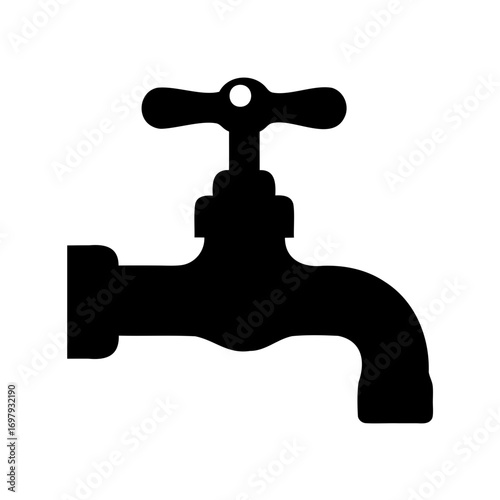Black faucet icon symbolizing water conservation and sustainable plumbing systems concept