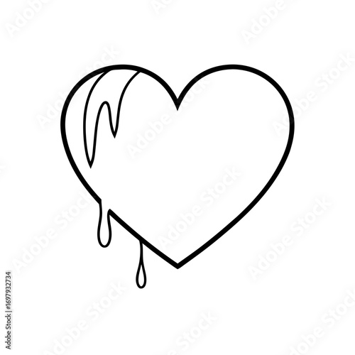 Outline of heart with dripping substance on transparent background