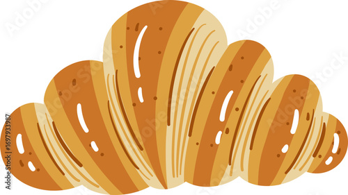 French croissant bakery dessert cartoon vector illustration