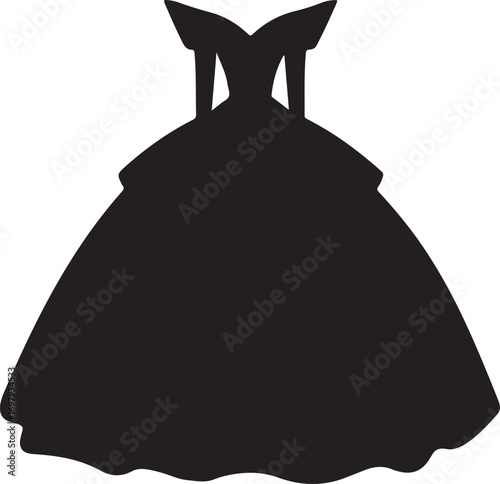 Black silhouette of a classic ball gown with a full skirt dress fashion