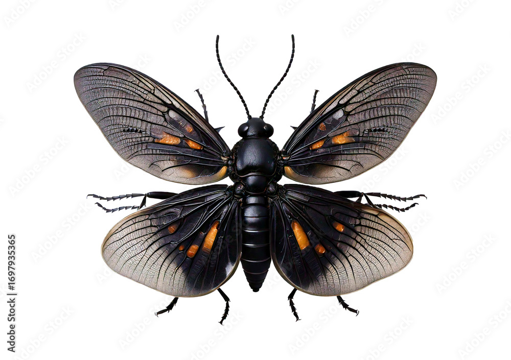 Obraz premium Black butterfly isolated on transparent or white background