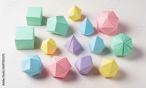 Geometric Origami Shapes in Pastel Colors Arranged on a White Background Free Download Geometric Origami Shapes in Pastel Colors Arranged on a White Background - GFXLoad
