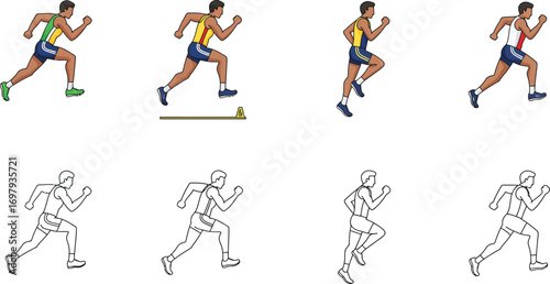 a runner in various stages of sprinting motion illustrated