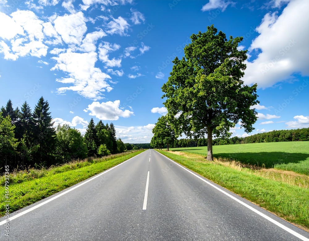 Fototapeta premium Open road through a summer landscape