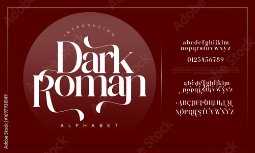 Dark Roman Alphabet Decorative Classic Elegant Stylish Typeface